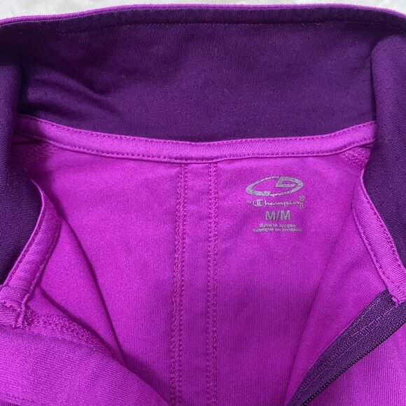 CHAMPION C9 PURPLE COLORBLOCK QUARTER ZIP LONG SLEEVE GYM ACTIVE RUNNING OUTDOOR - Picture 4 of 6